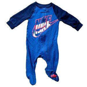 Nike Baby Boys Full Zip Footed Play & Sleeper 6 Months Blue Red Logo One Piece P